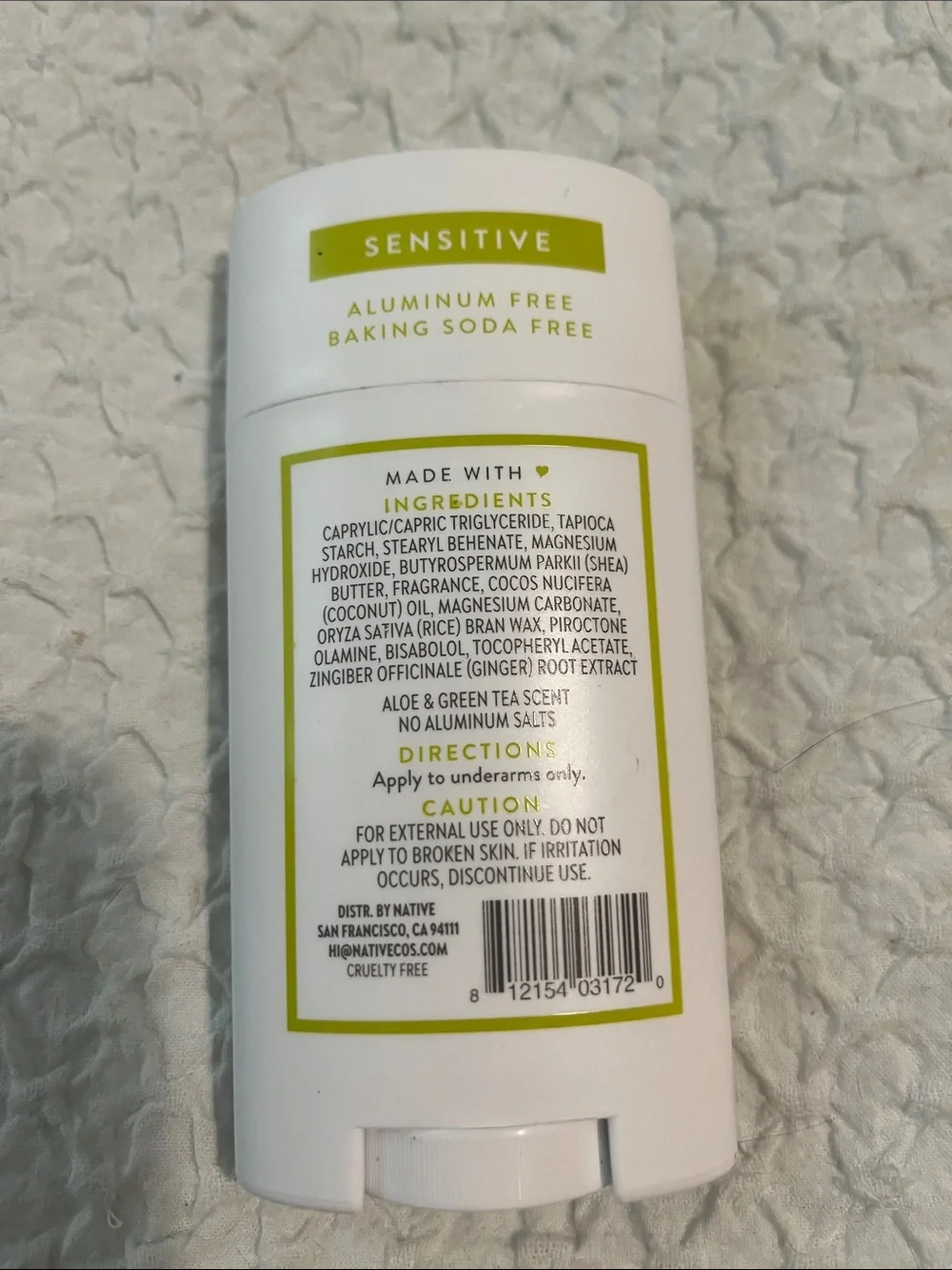 NWT Native Sensitive Deodorant Aloe and Green Tea